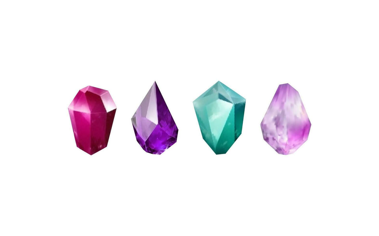 A collection of images of diamonds of various geometric shapes, colors and sizes.Glass shiny crystals with different shades reflecting light.Vector realistic set of glow gemstone or colorful ice. vector