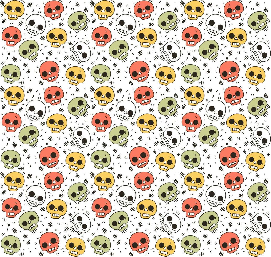 Seamless skull pattern, Cartoon skull design vector