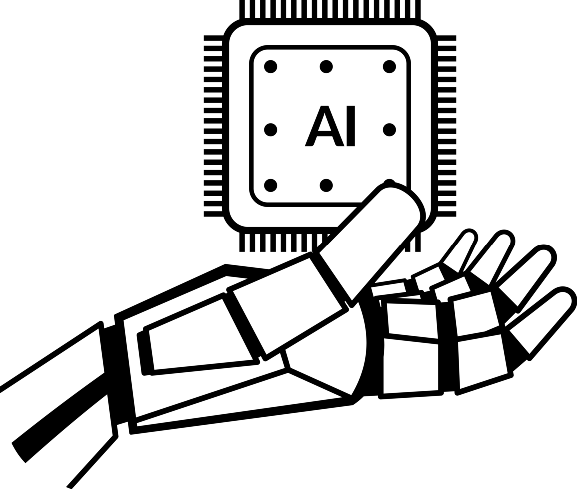 robotic hand holding ai artificial intelligence chip png