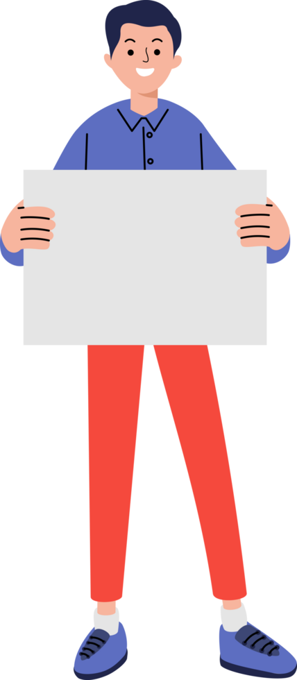 casual man holding blank paper png