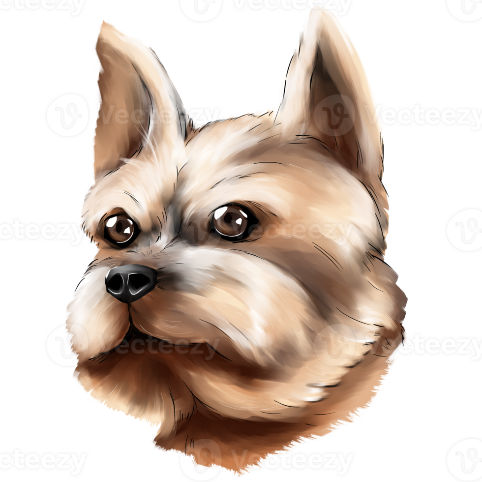 Cute yorkshire head paint style PNG