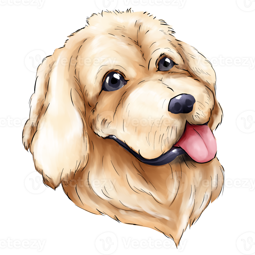 Cute Golden retriever head paint style PNG