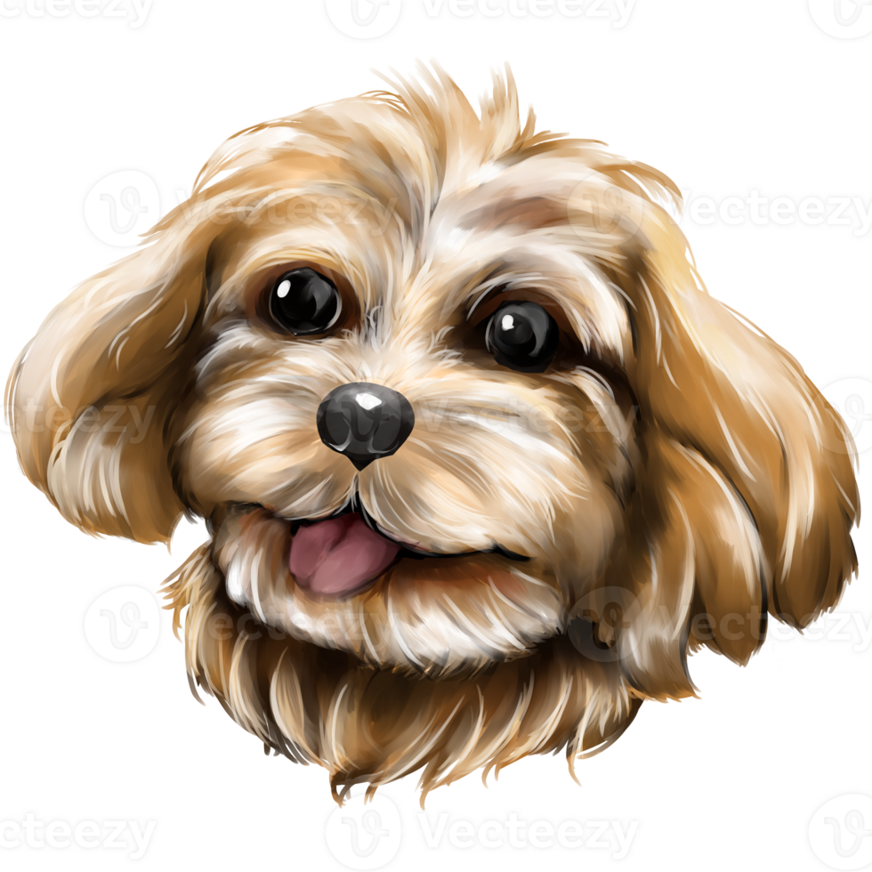 Cute havanese head paint style PNG