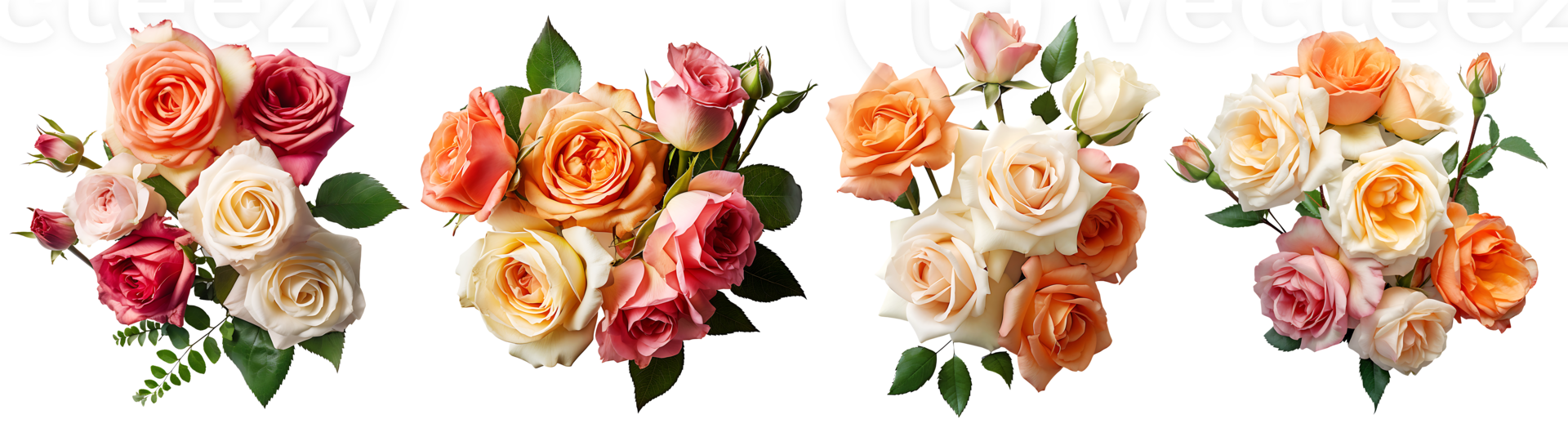 Bunch of roses flowers on transparent background, Technology png