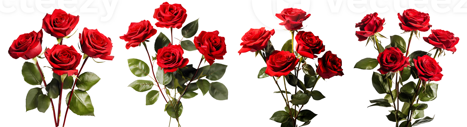 Bunch of red roses flowers on transparent background, Technology png