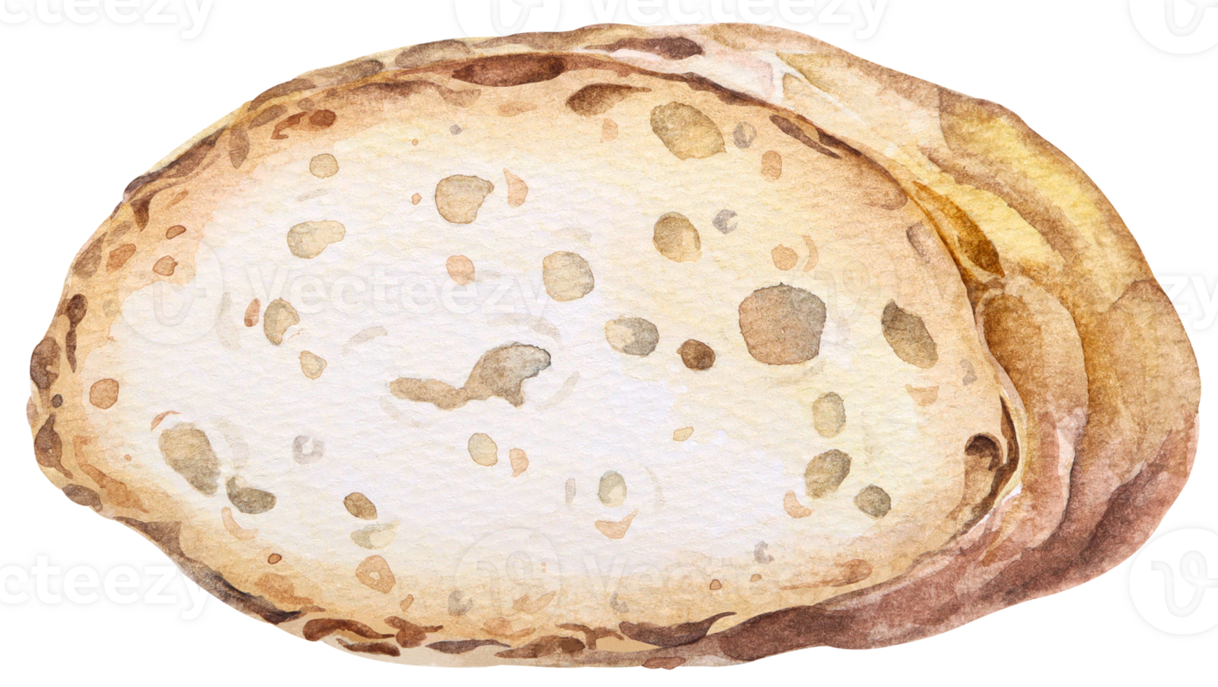 Baguette cut in half, French bread. Hand drawn watercolor illustration.Bakery for design  menu cafe.Baked bread. png