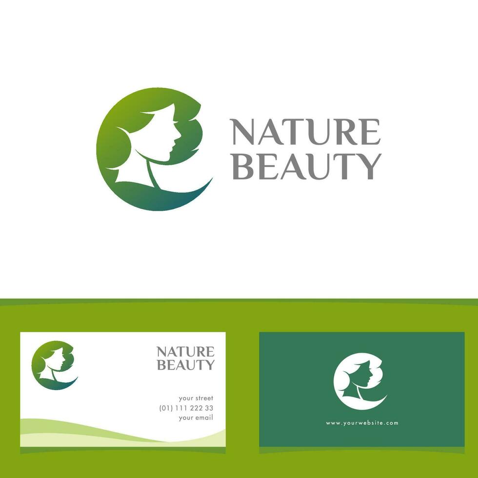 Nature Beauty salon logo and business card vector