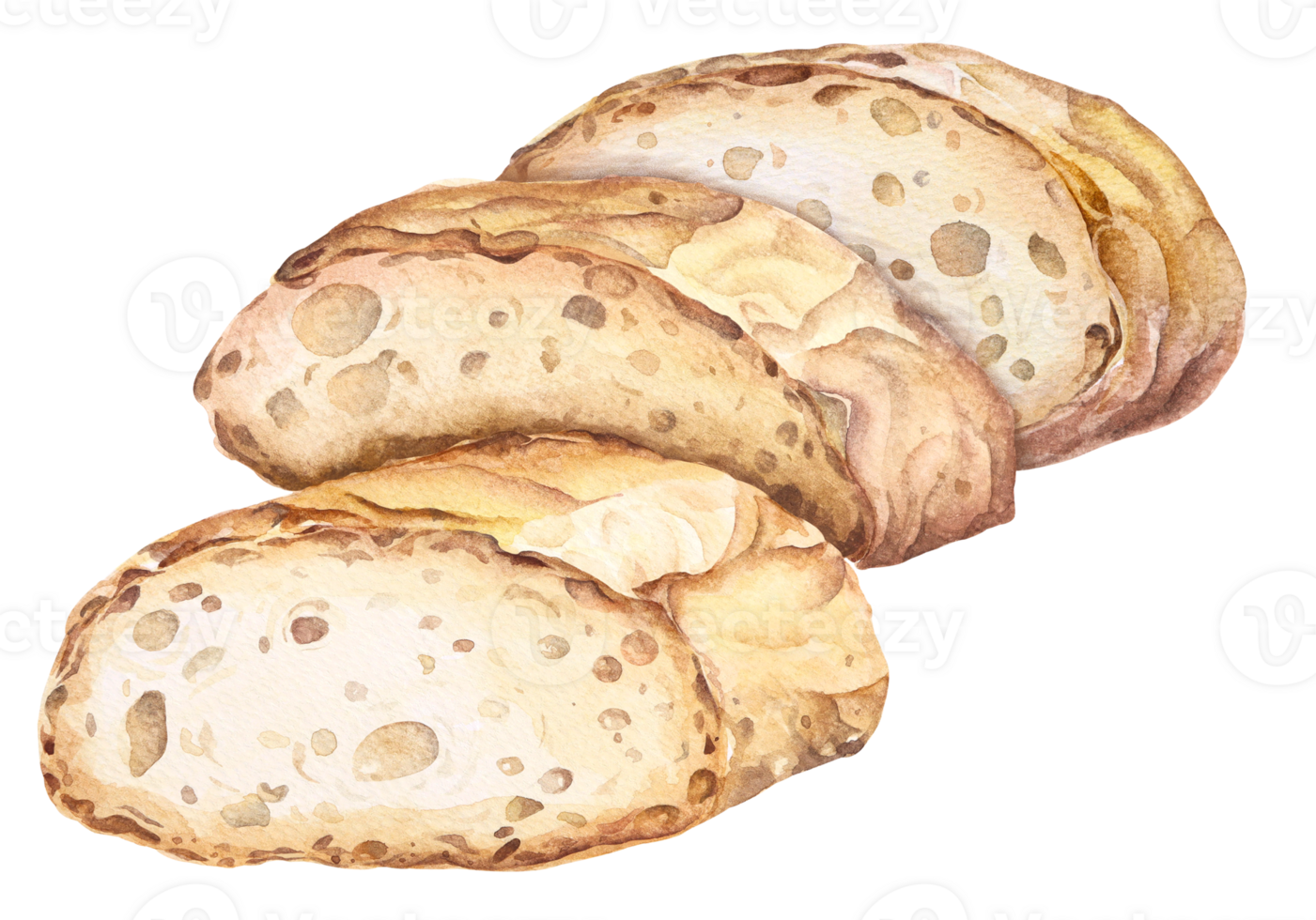 junquillo cortar en medio, francés un pan. mano dibujado acuarela ilustracion.panaderia para diseño menú cafe.al horno un pan. png
