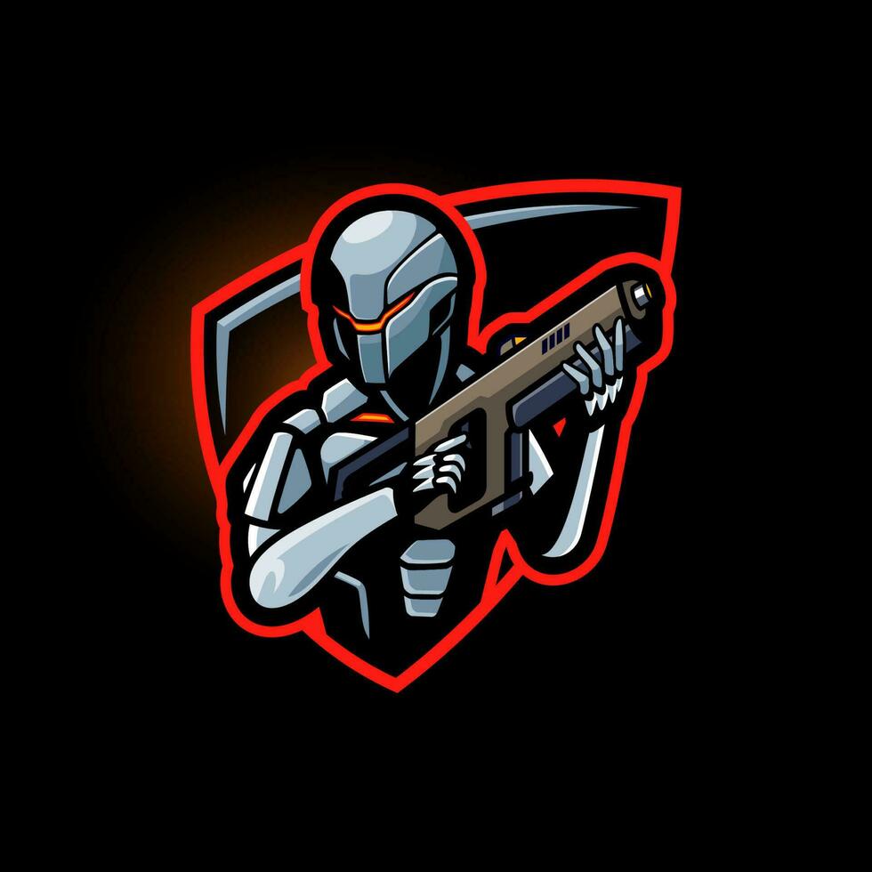 mi deporte cyberpunk robot logo mascota juego de azar vector