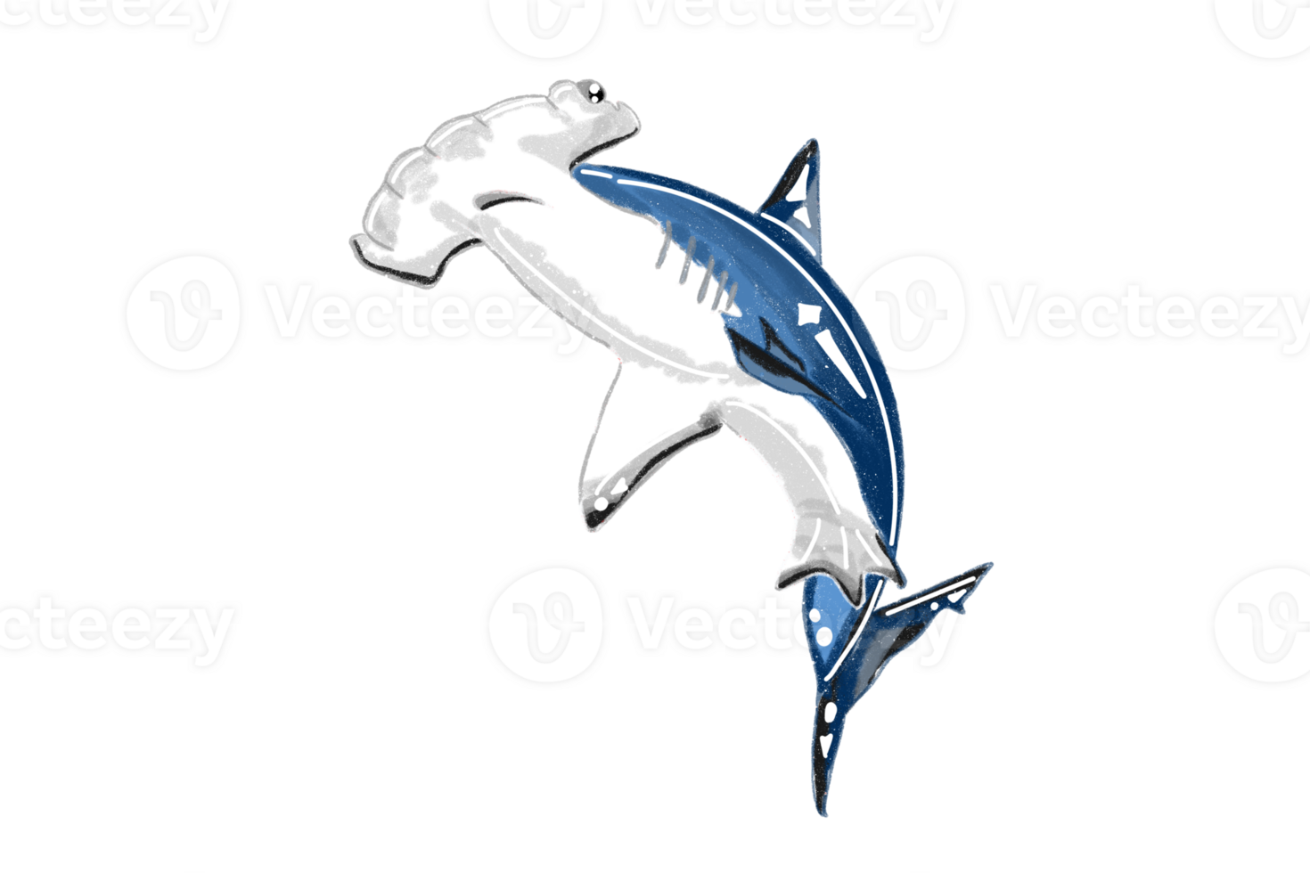Hammerhead shark under blue ocean 24595877 PNG