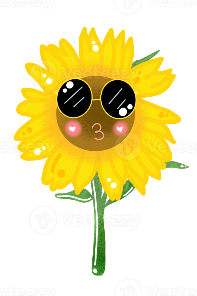 Sunflower wearing sunglasses png