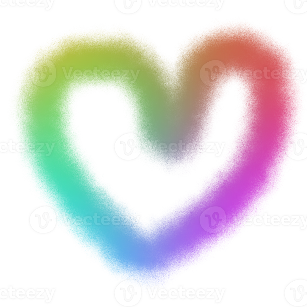 Grunge heart in rainbow color png