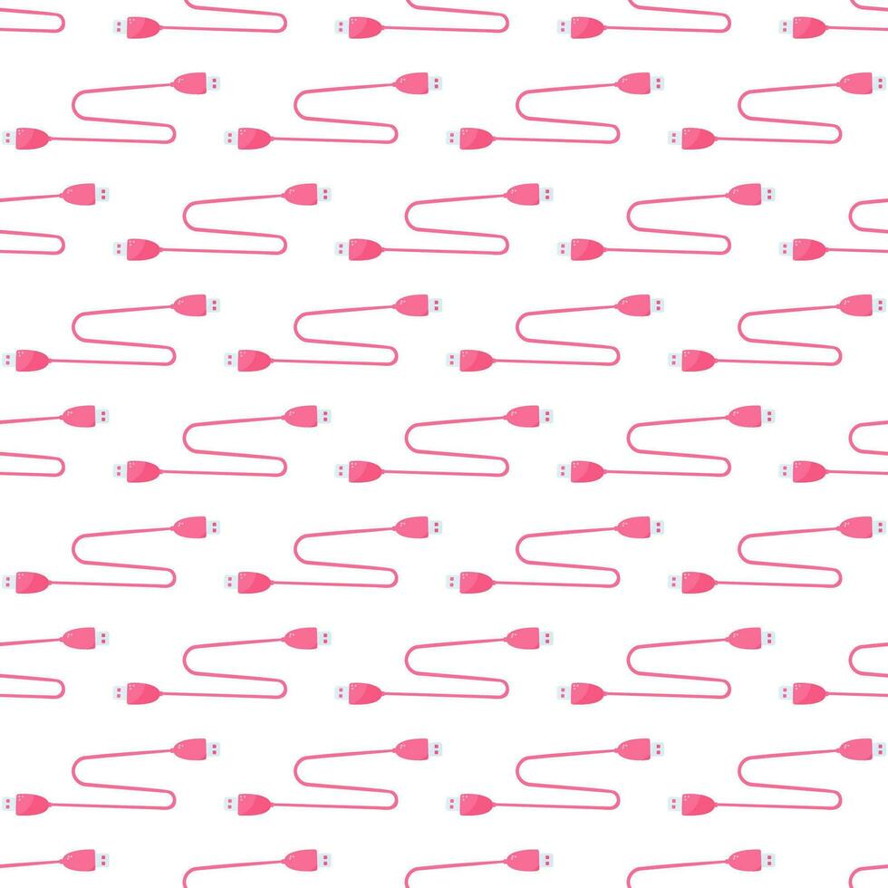 usb wire computer pink elements background pattern vector