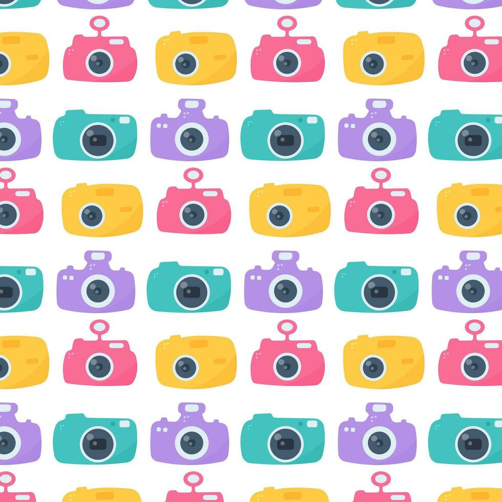photography day camera color pattern elements set vector