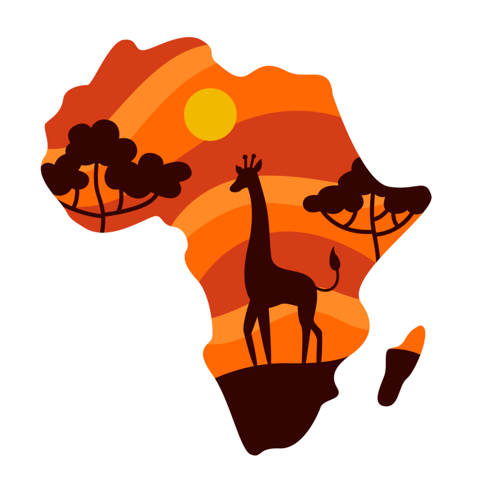 Africa map with giraffe png