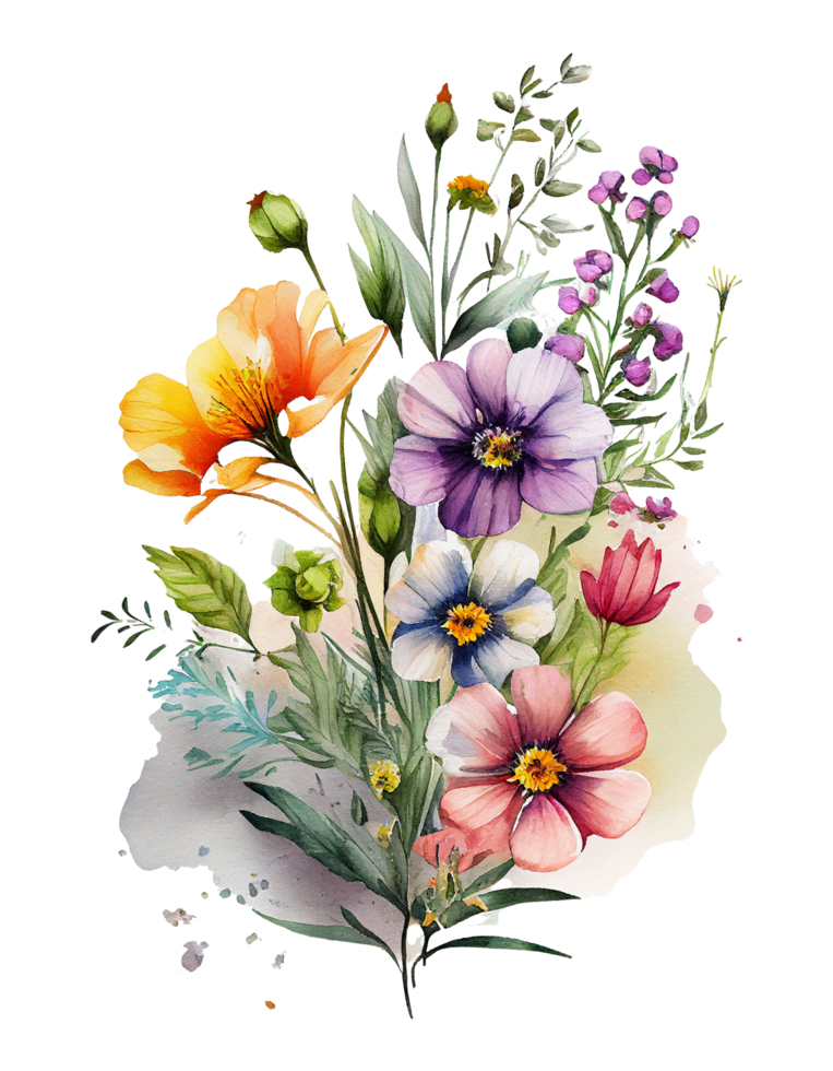 Watercolor Flower, Watercolor Flower , Watercolor Colorful Spring ...