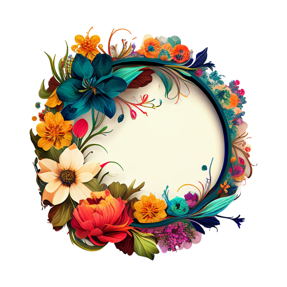 Round flower frame, Round flower frame , Round Frame with colorful flower png