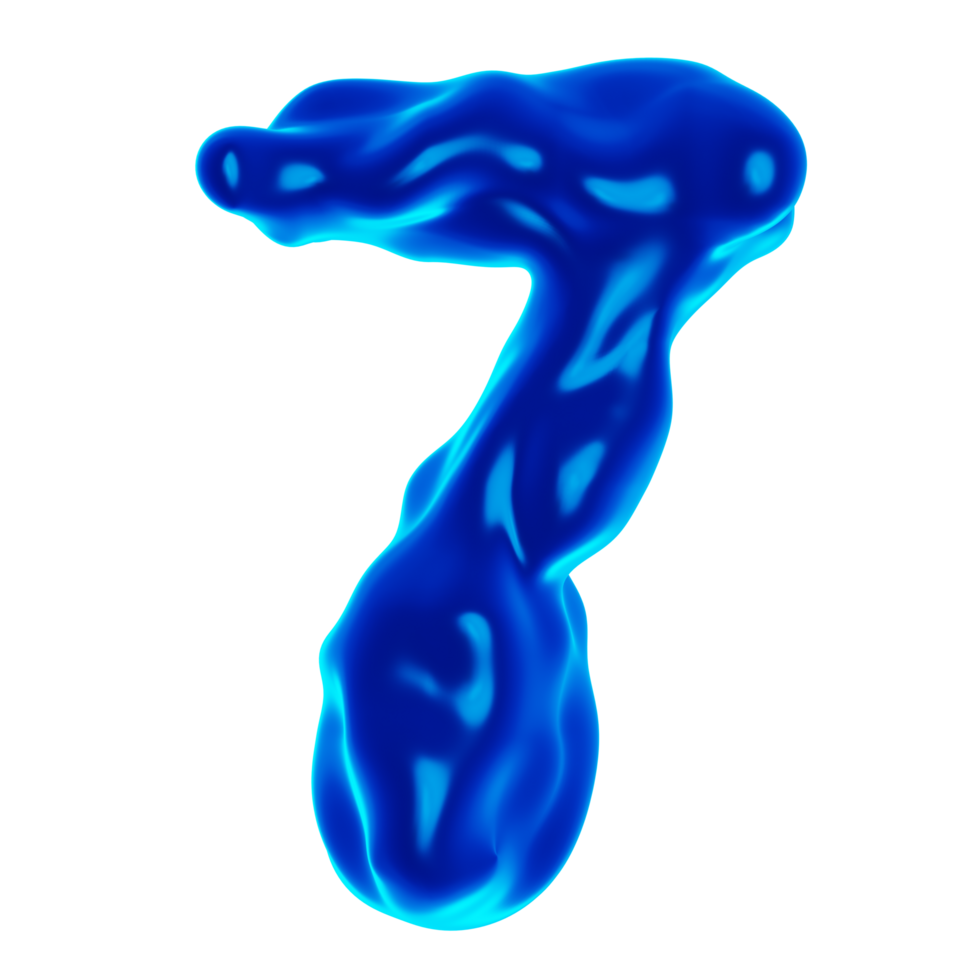 Number 7 Blue 3D Render png