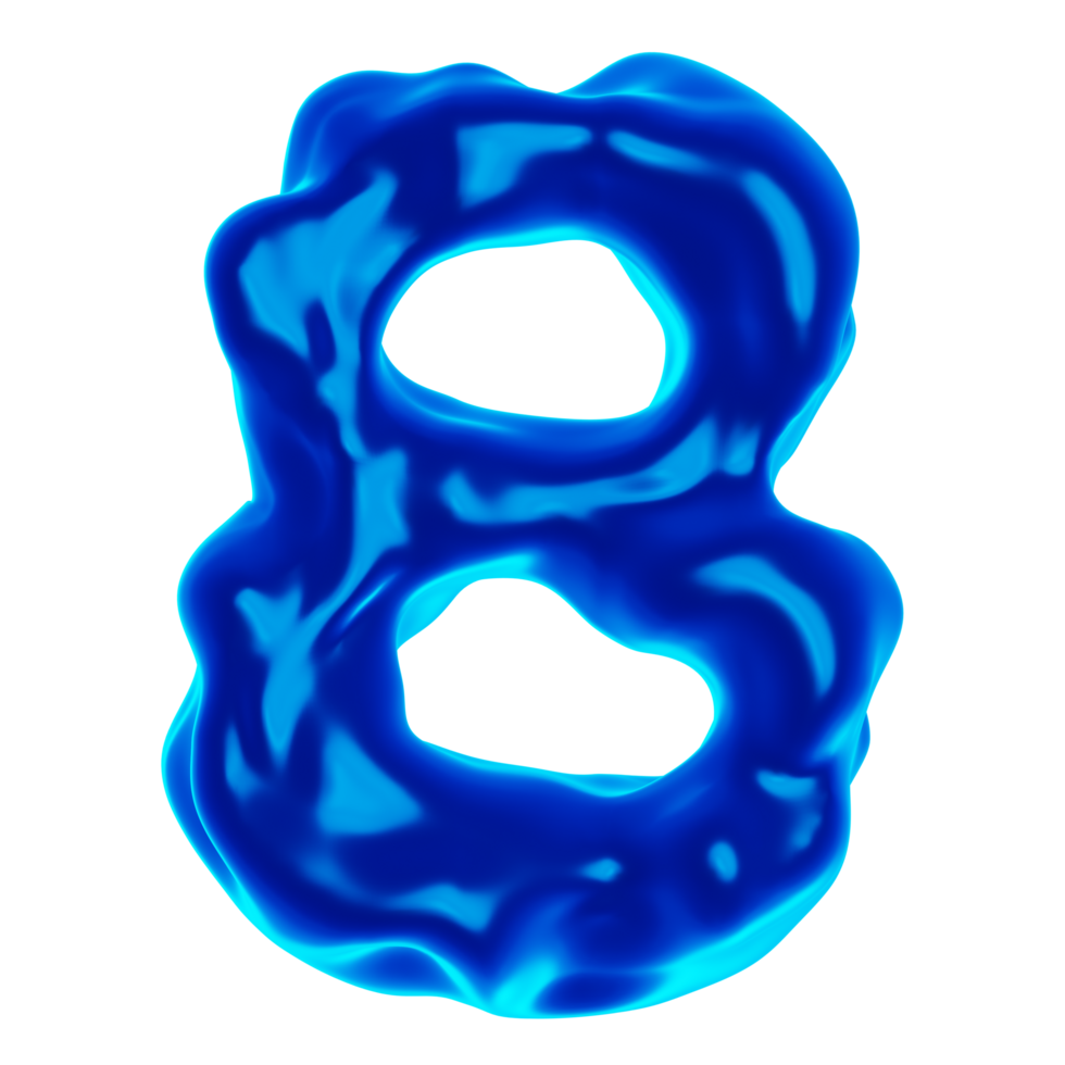 Number 8 Blue 3D Render png