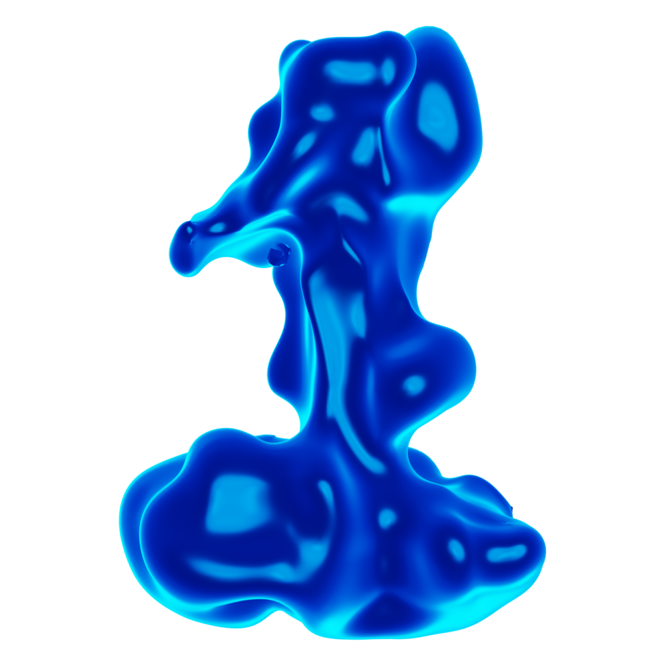 Number 1 Blue 3D Render png
