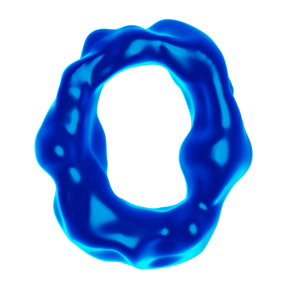 Number 0 Blue 3D Render png