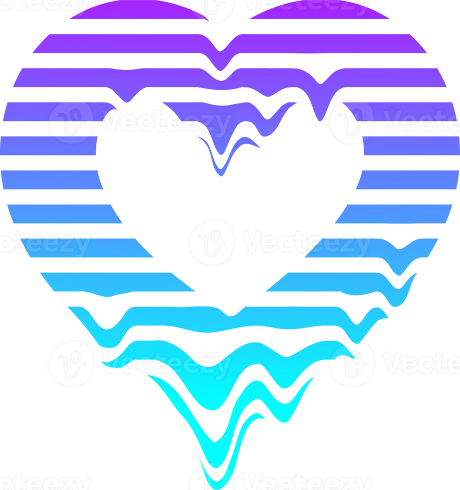 Glitch cyberpunk shape. Abstract graphic design element. Futuristic melted drips. Liquid heart png