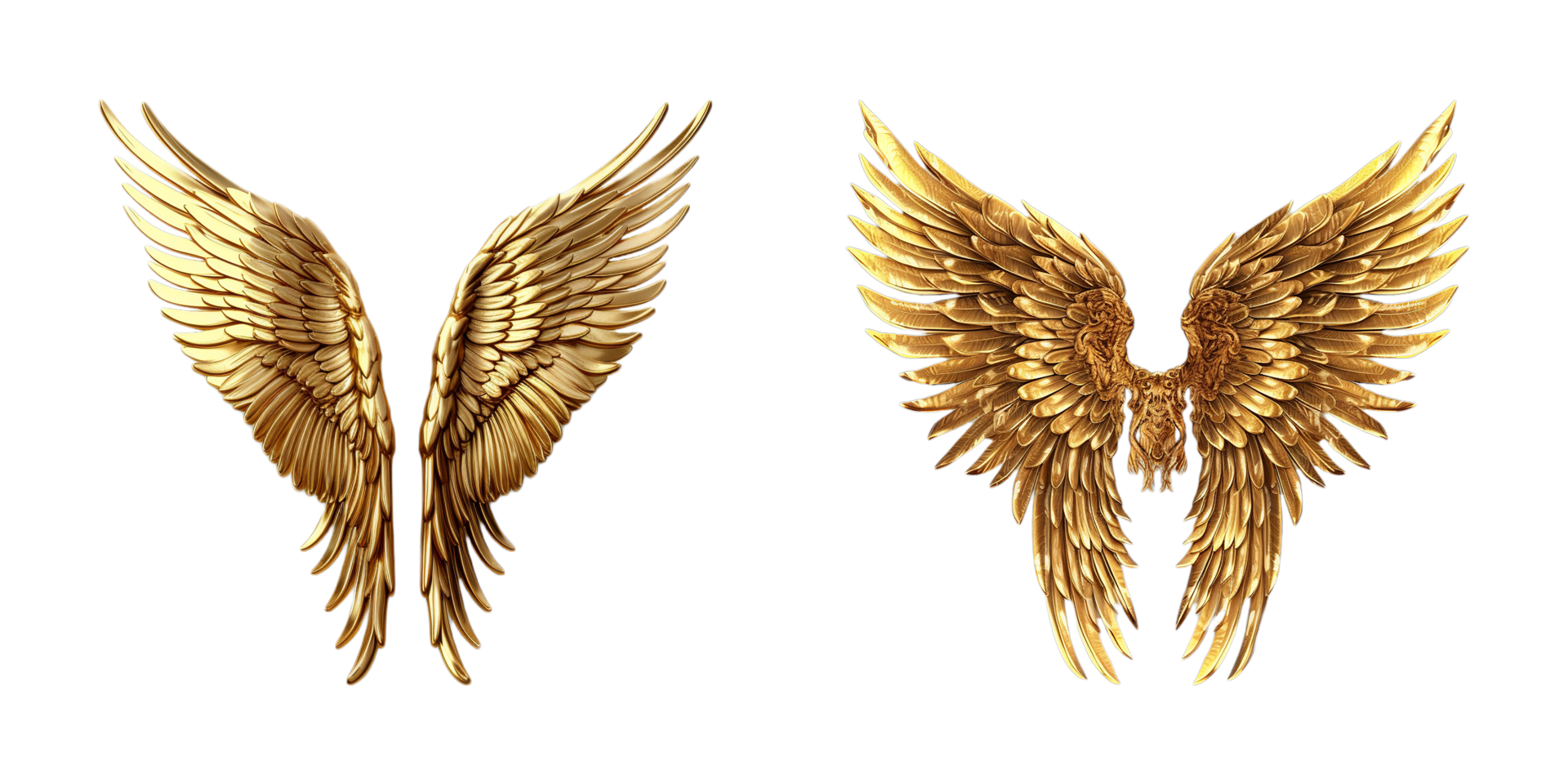 3d golden wings set transparent background, File - Artwork png