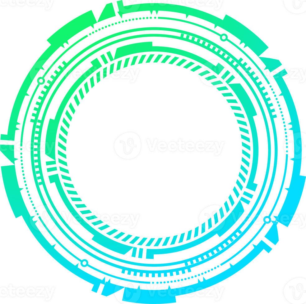hud futuristische element. abstract optisch neon doel. cirkel meetkundig vorm voor virtueel koppel en spellen. camera zoeker voor scherpschutter wapen. png