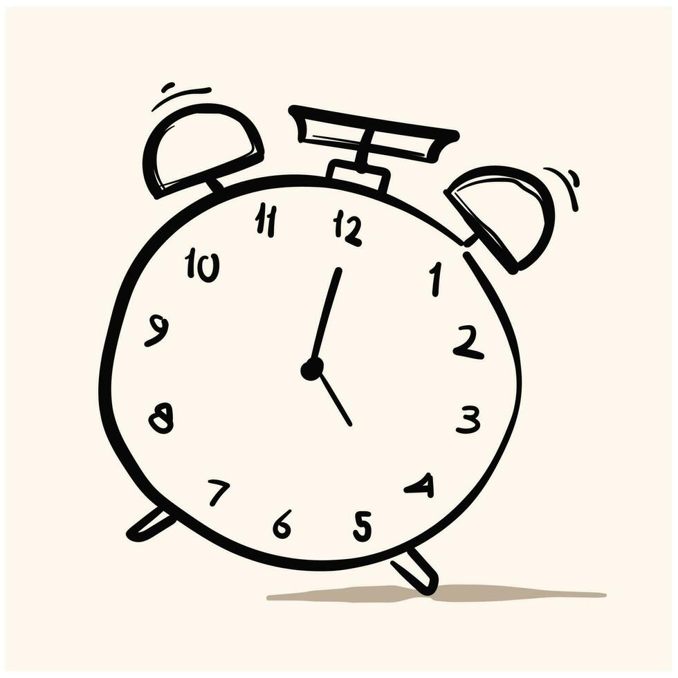 hand drawn of alarm clock with background cream vector