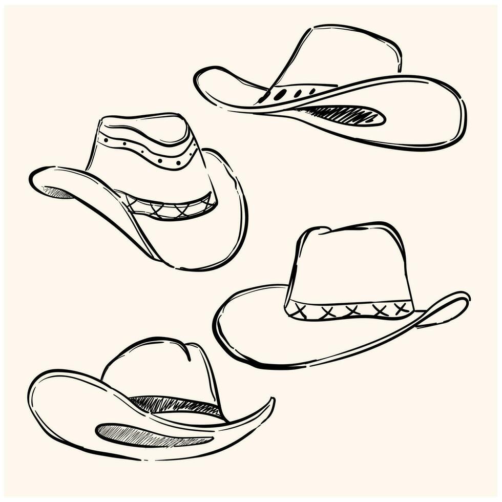 cowboy hat doodle with background cream vector