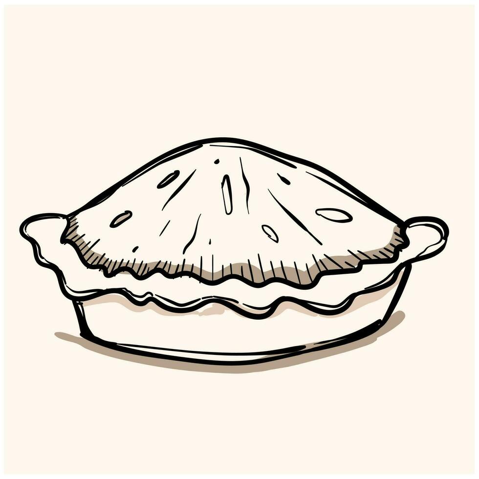 food pie doodle with background cream vector