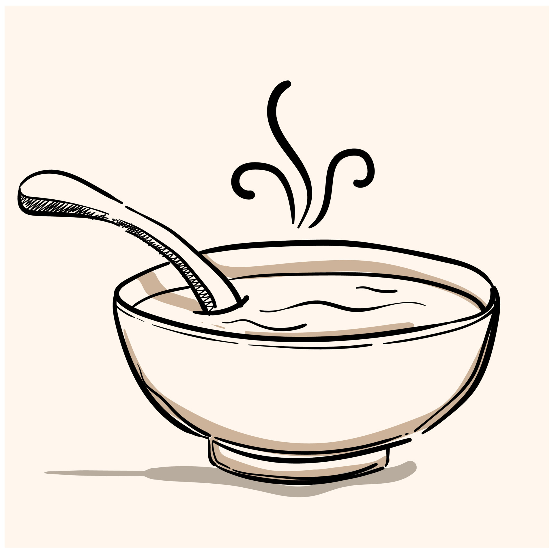 Bowl of hot soup hand drawn doodle icon. Miso soup vector sketch ...
