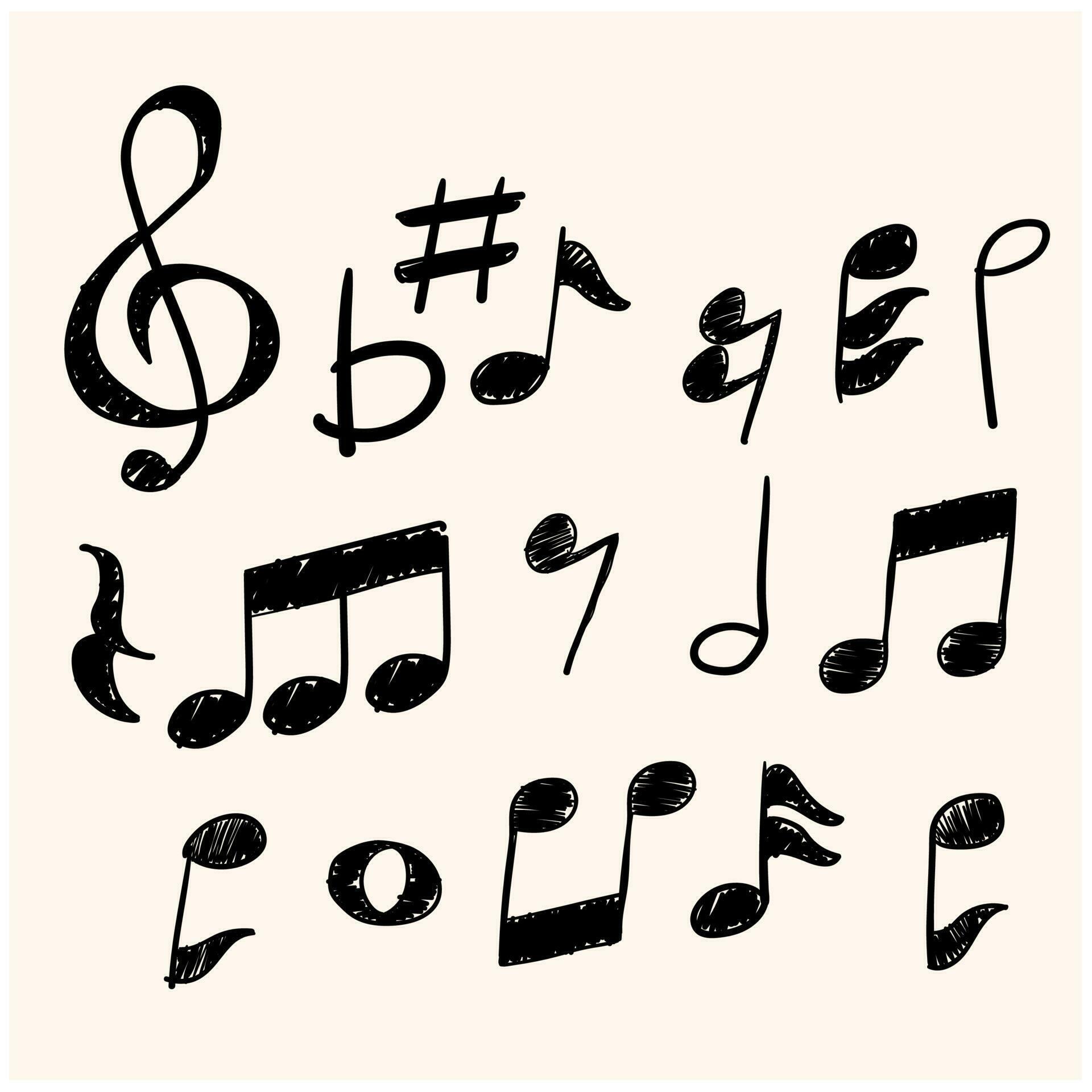 Set of doodle musical notes with background cream 24596295 Vector Art ...