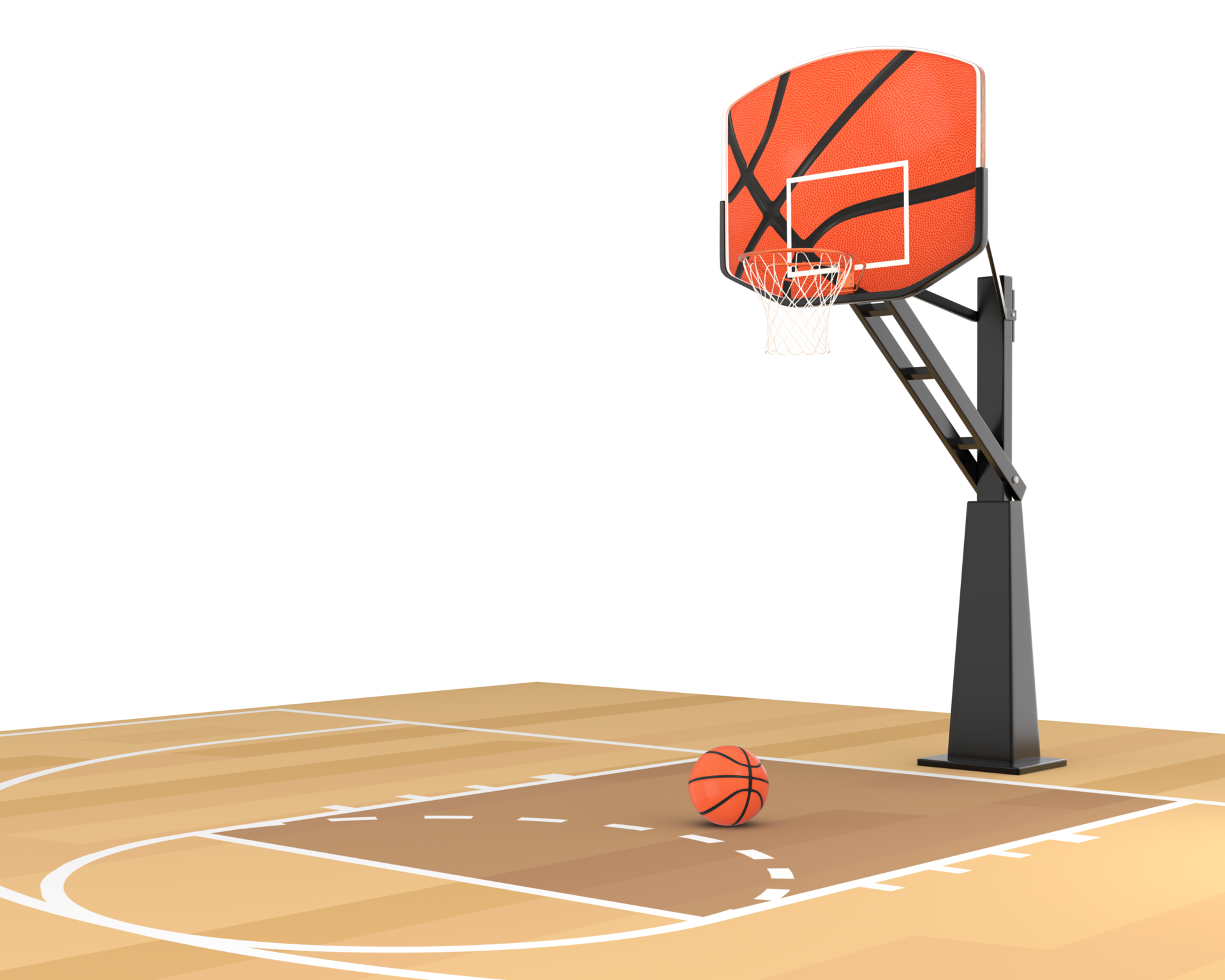 3D Rendering Basketball Court And Hoop Frontside View 24596297 PNG