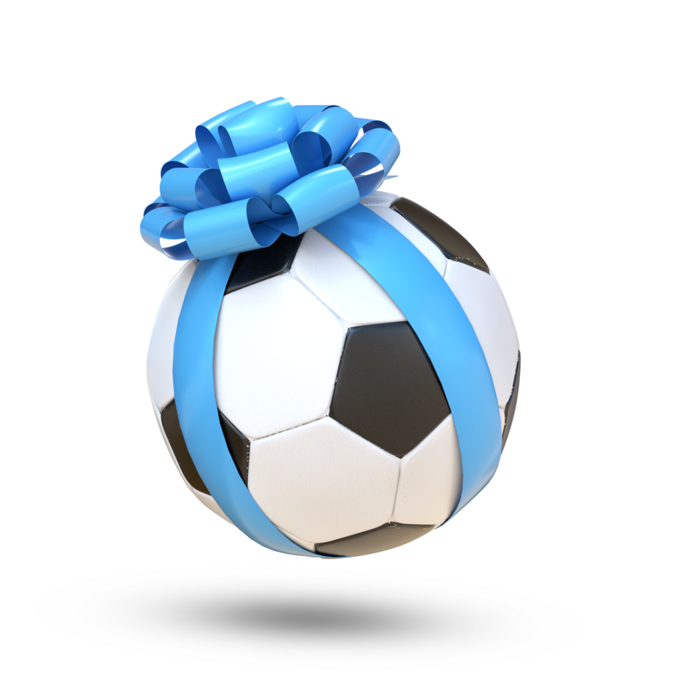 3D Rendering Soccer With Blue Bow png