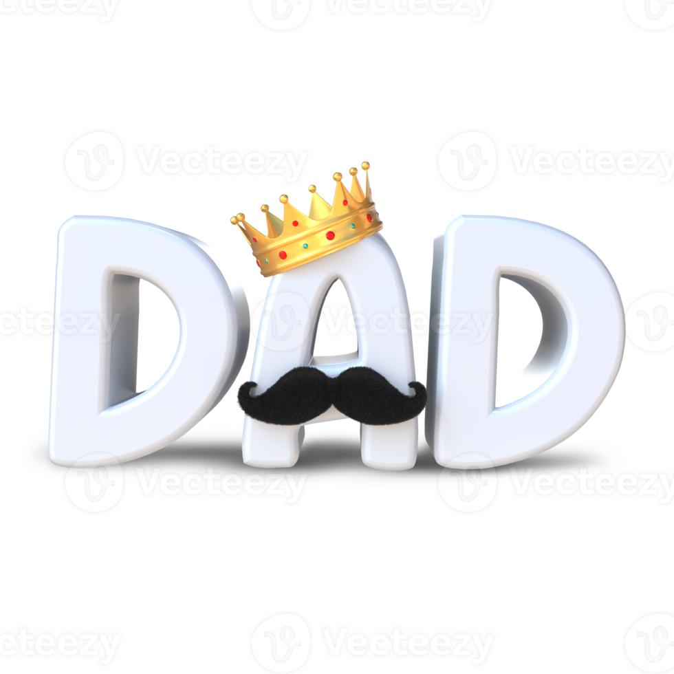 3D Rendering Word Dad With Golden Crown png