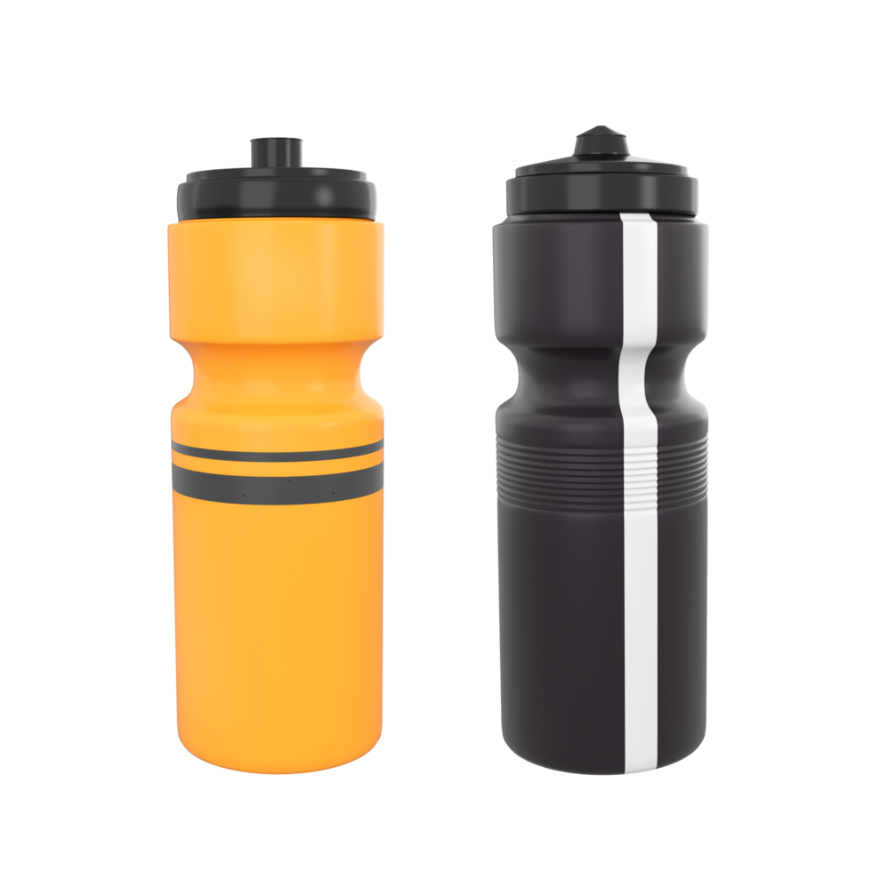 3D Rendering Orange And Black Water Bottles png