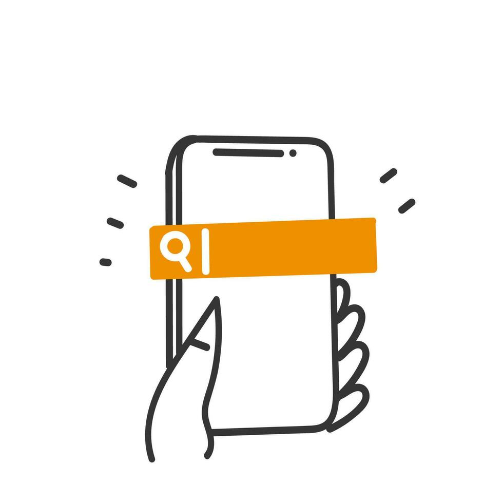 hand drawn doodle Mobile search internet illustration vector