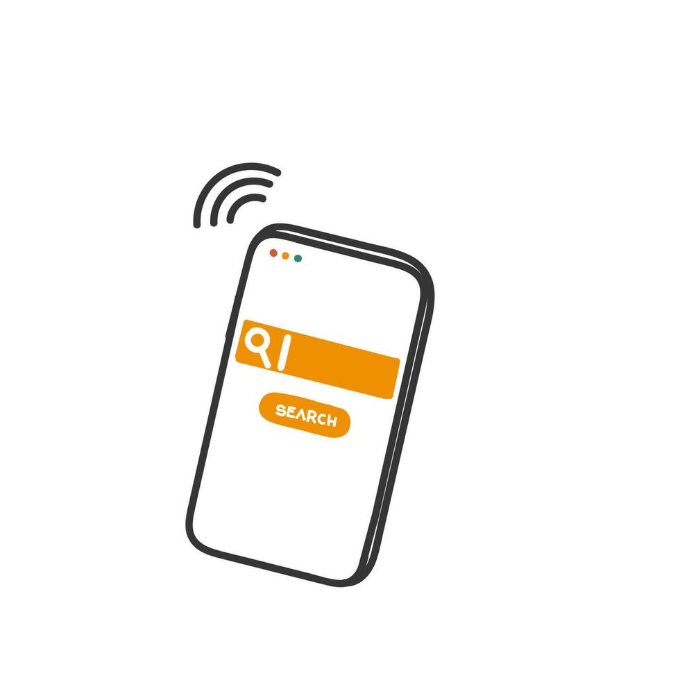 hand drawn doodle Mobile search internet illustration vector