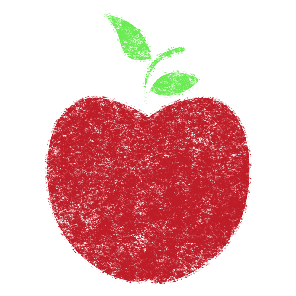 äpple krita stil illustrationer png