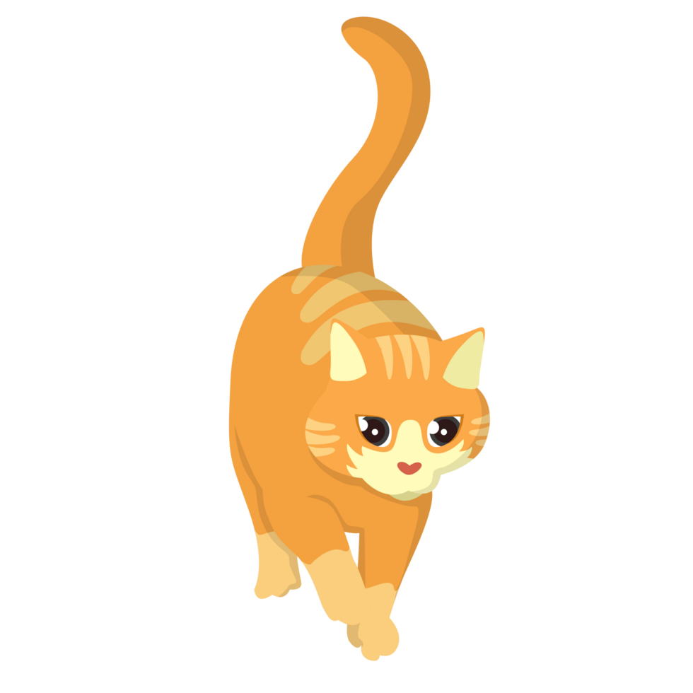 Cat Walking Pose Illustration png