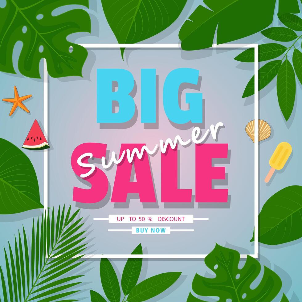 Summer big sale typography poster vector