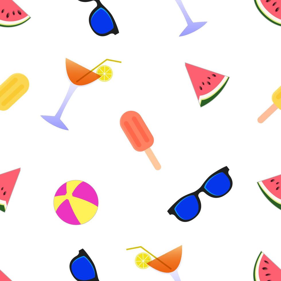 Summer pattern on white background vector