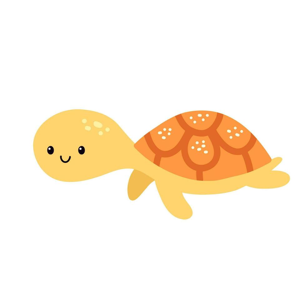 linda dibujos animados Tortuga aislado en blanco antecedentes. vector ilustración para niños