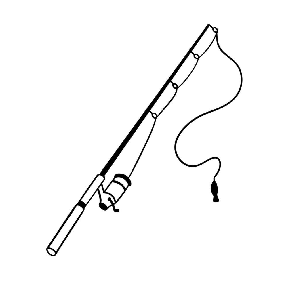 pescar varilla icono. vector contorno ilustración. hilado bosquejo aislado en blanco
