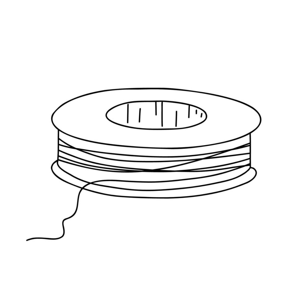 Dental Floss outline sketch. Vector doodle line illustration isolated on white background.