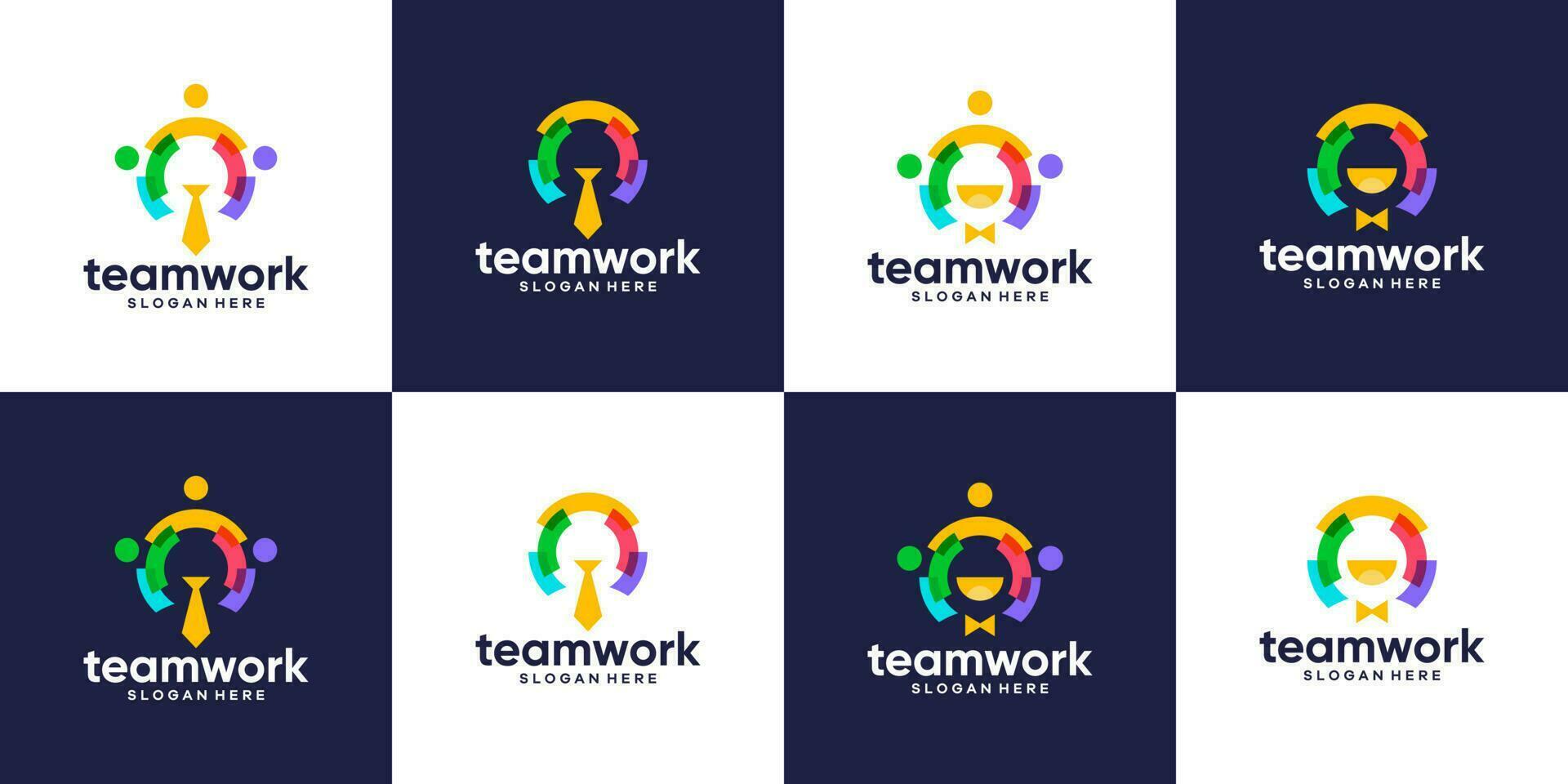 Collection of team work logo design. people family together human unity logo and leadership design graphic vector illustration. Symbol, icon, creative.