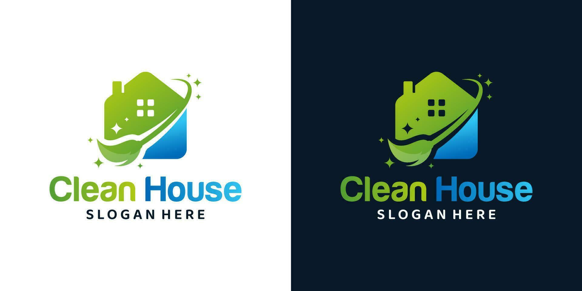 Home Cleaning logo design template with clean broom and house building design graphic vector illustration. Symbol, icon, creative.