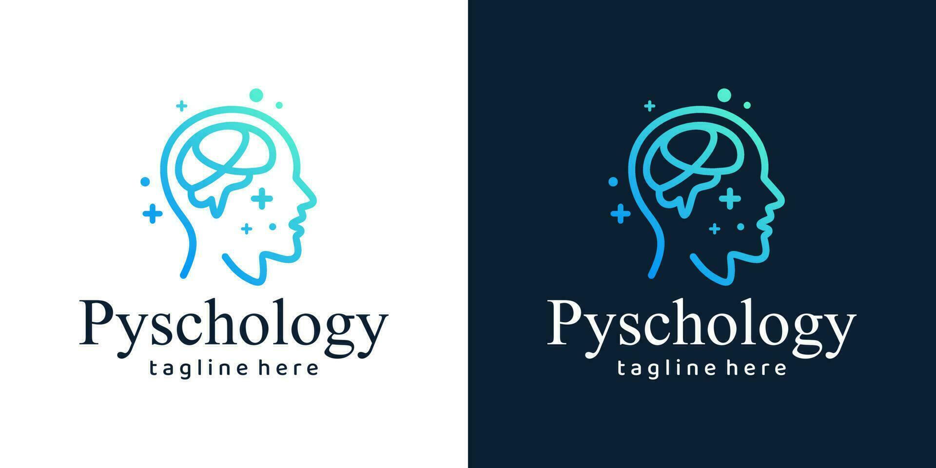 Mental health logo design. Psychotherapy symbol concept. Human head with brain graphic design vector illustration.