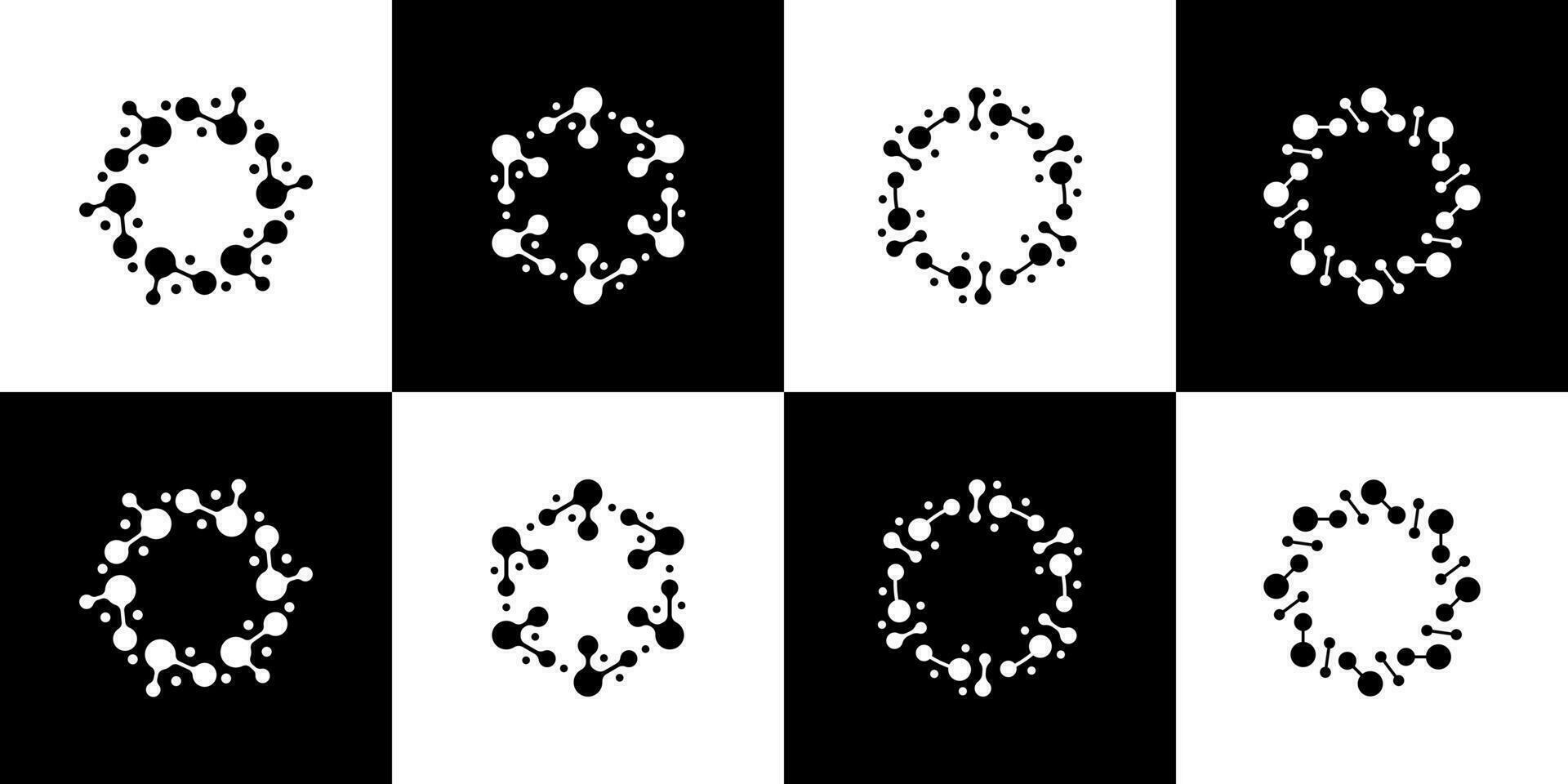 Collections of Technology connection logo design with abstract dot, molecule and network system graphic design vector illustration. Symbol, icon, creative.